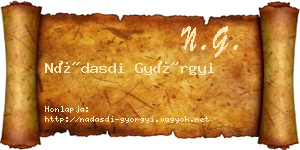 Nádasdi Györgyi névjegykártya